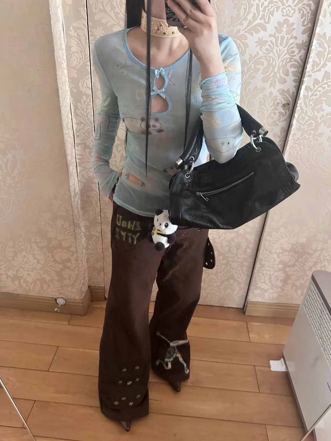 Yedinas Y2k Blue Mesh Tops Long Sleeve T Shirt Women Clothes Slim Spring Tops See Through Sheer Tshirts Grunge Aesthetics Tees