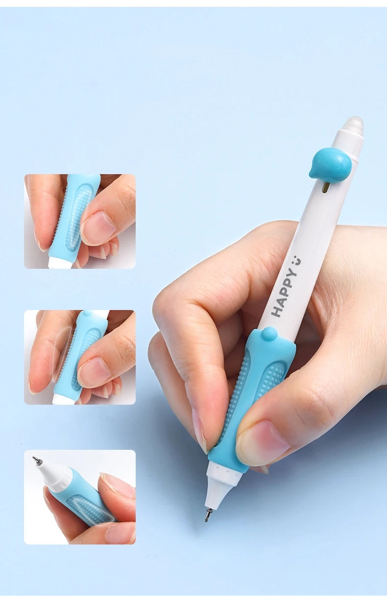 3pcs Happy Beans Gel Pens Set Ergonomical Triangle Grip Erasable Black Color Ink 0.5mm Ballpoint for Writing School A7682