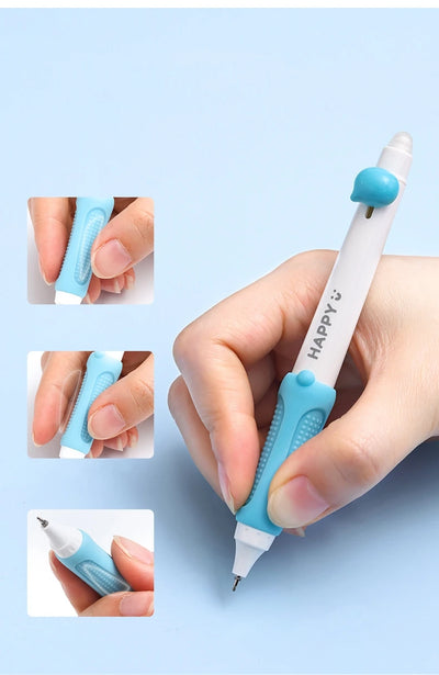 3pcs Happy Beans Gel Pens Set Ergonomical Triangle Grip Erasable Black Color Ink 0.5mm Ballpoint for Writing School A7682