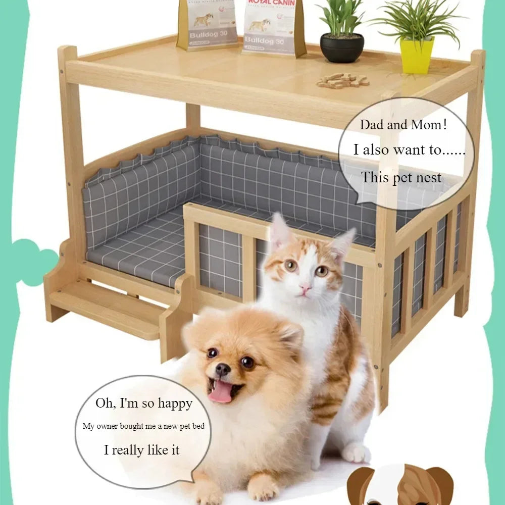 Simple Wooden Dog Bed Multifunctional Bedside Dog House Environmentally Friendly Practical Pet Bed Domestic Wooden Bedside Table