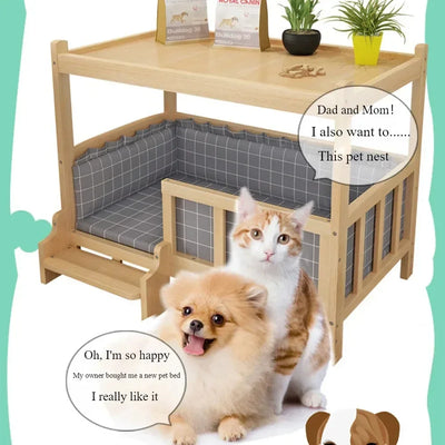 Simple Wooden Dog Bed Multifunctional Bedside Dog House Environmentally Friendly Practical Pet Bed Domestic Wooden Bedside Table