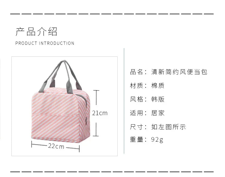 Functional Pattern Cooler Lunch Box Portable Insulated Canvas Lunch Bag Thermal Food Picnic Lunch Bags For Women Kids