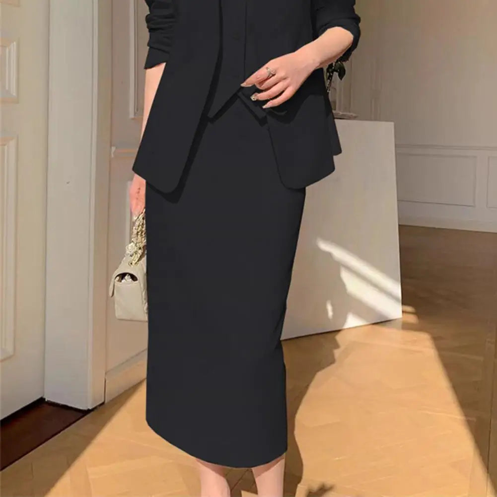 Women Suit Coat Skirt Set Elegant Office Lady Business Suit Coat Midi Skirt Set Women OL Commuting Lady High Waist Skirt Suit