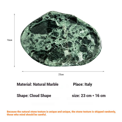 Luxury Green Marble Oval Tray: Bathroom Organizer & Fruit Serving Platter, Waterproof Stone Decor for Hotel Spa Home Kitchen