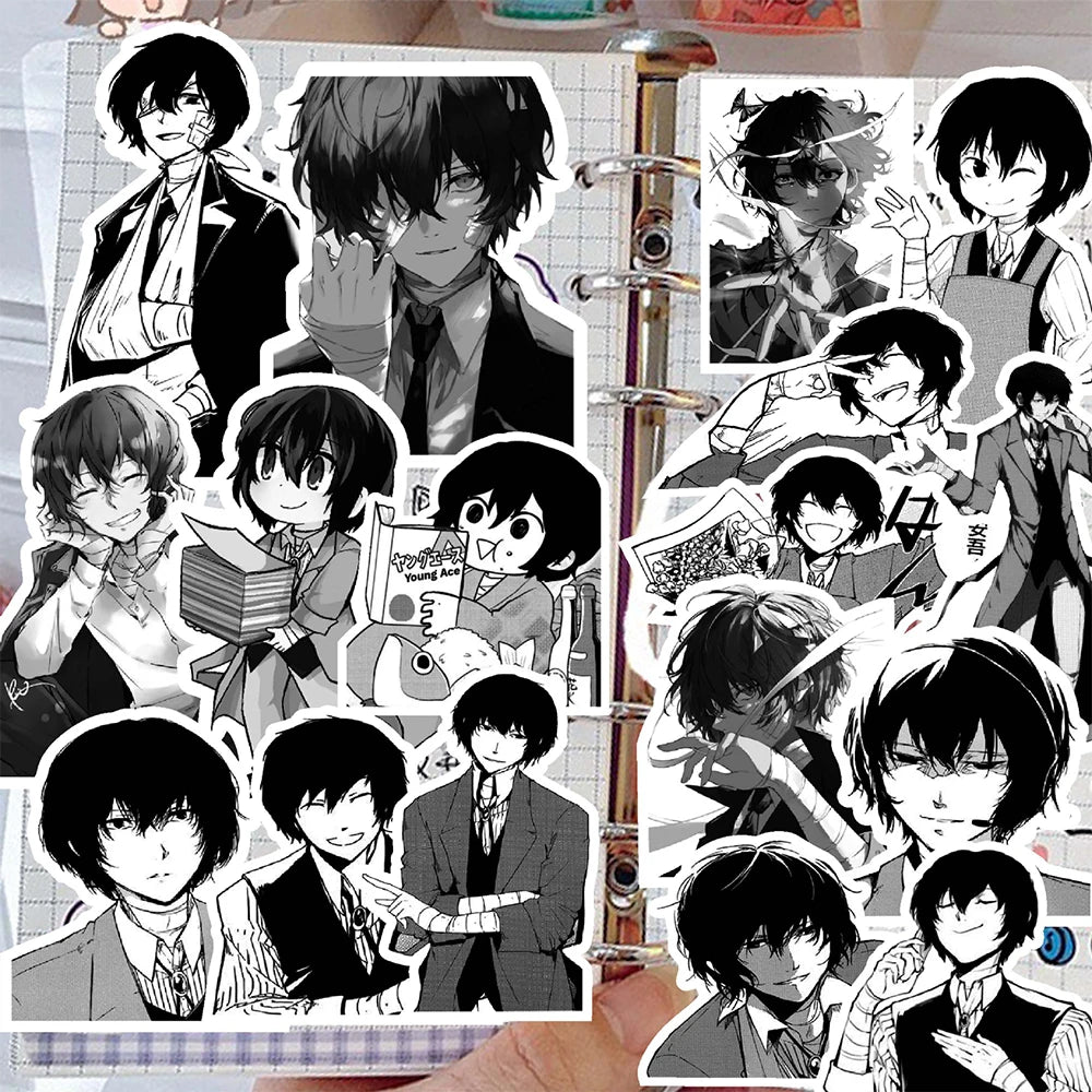 10/30/70pcs Anime Bungo Stray Dogs Stickers Cartoon Decals DIY Luggage Stationery Phone Cool Black White Graffiti Sticker Decor