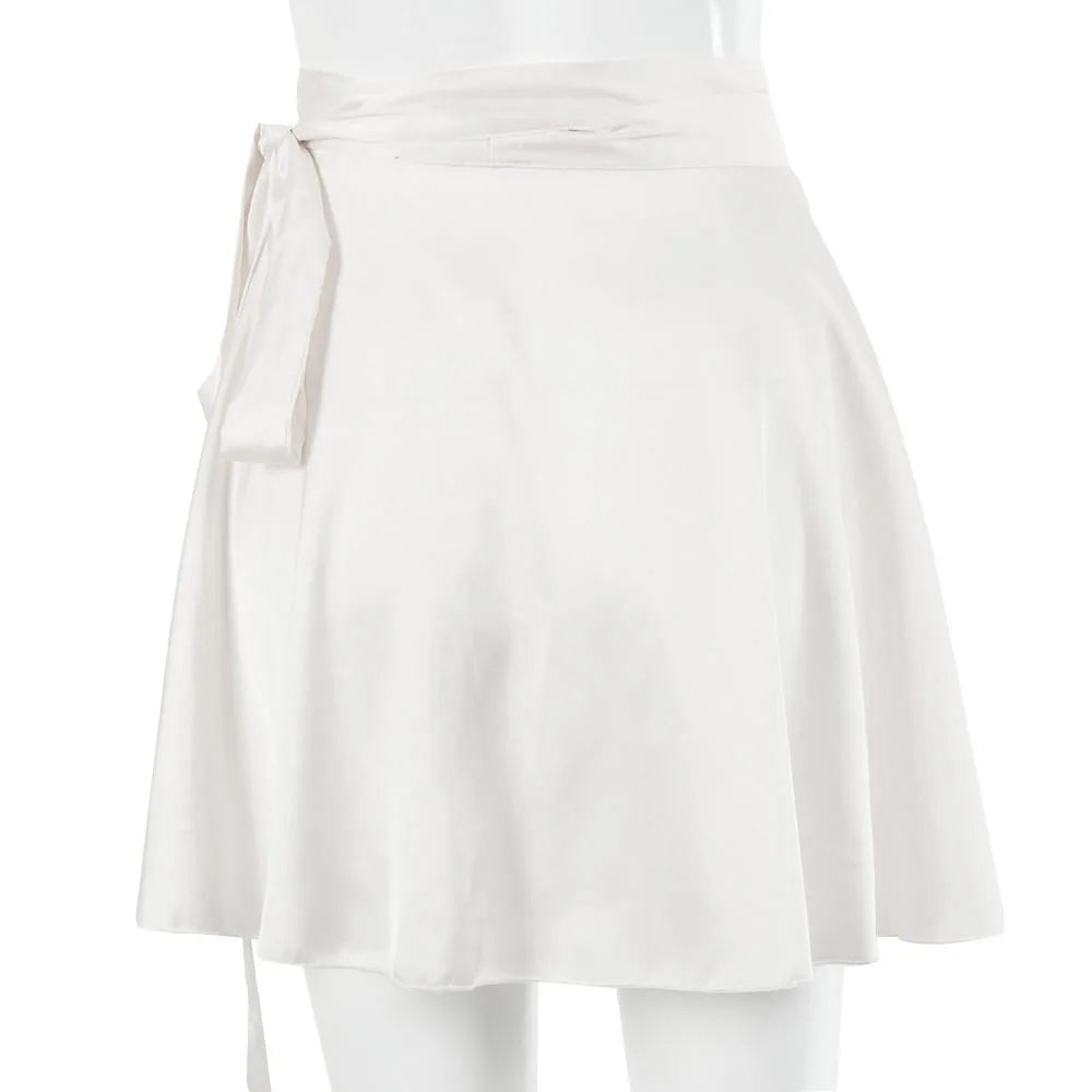 White Women Pleated Skirts Summer High Waist Girls Dancing Mini Skirt Fashion A Line irregular Short skirt solid sexy aesthetics