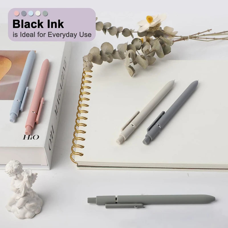 5pcs High-quality Retractable Gel Pen 0.5mm Quick Dry Black Ink Pen Fine Tip Smooth Writing Cutes Pen School Office Supplies