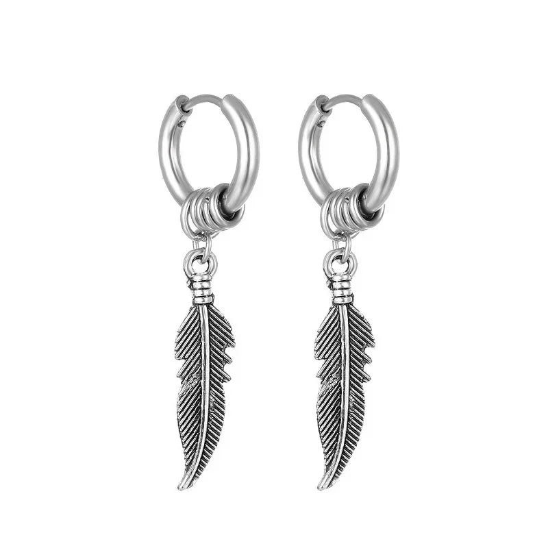 New Punk Stainless Steel Chain Hoop Earrings For Women Men 2023 Trendy Goth Pop Hip Hop Pendants Ear Jewelry Accessories Earring