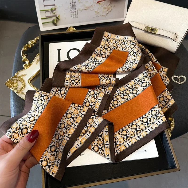 2025 Horse Print Skinny Ribbon Women Scarf Fashoin Hair Hand Wirst Folard Neck Tie Lady Headband Scrunchie Echarpe Silk Scarves
