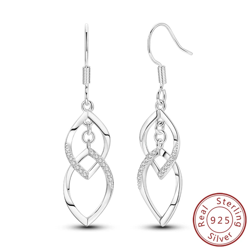 New 925 Sterling Silver Hoop Earrings Heart Bow Gift Box Strawberry Snake Bone Drop Stud Earrings For Women Fashion Jewelry Gift