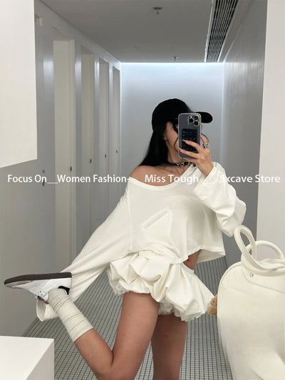 Woman Sweet Fashion Suit Casual Y2k Crop Tops +  A-line Mini Shorts Skirt Low Waist Slim Shorts Skirt Spicy Girls Streetwear Set