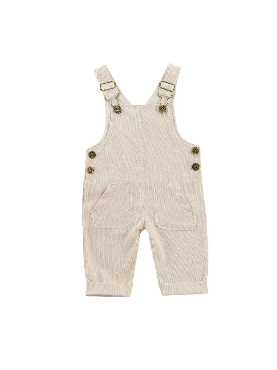 0-24months Unisex Baby Suspender Pants Jumpsuit With Buttons Fit Solid Color Overalls For Toddler Boys And Girls