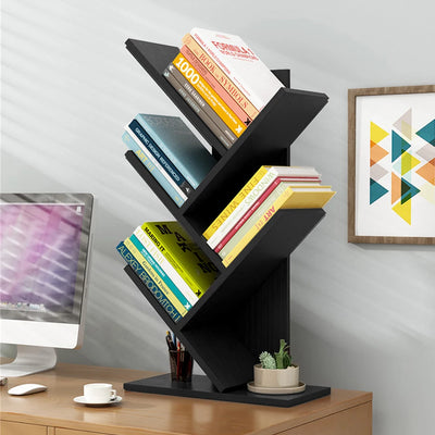 Rustic Standing Tree Bookshelf Wood Display Rack For Home Office Decoration Storage Organizer Shelf Bookcase