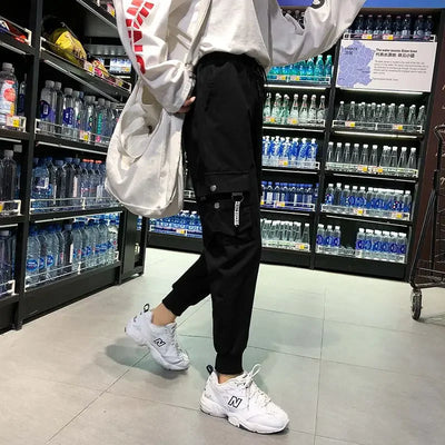Hip Hop Women's Sweatpants Sports Fashion Cargo Pants Female Korean Harem Pants Black Loose Casual Joggers Plus Size Trousers