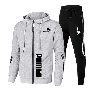 2024 Mens Tracksuit Print Zipper Hooded Jacket Coat+Slim Sweatpants Set Simplicity Warm Casual Jogging Sweatshirt Suit Clothing
