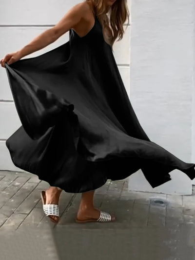 ZANZEA 2024 Summer Holiday Beach Sundress Women Sleeveless Dress Big Swing Vestidos Casual Sexy Bohemian Solid Color Robe Femme