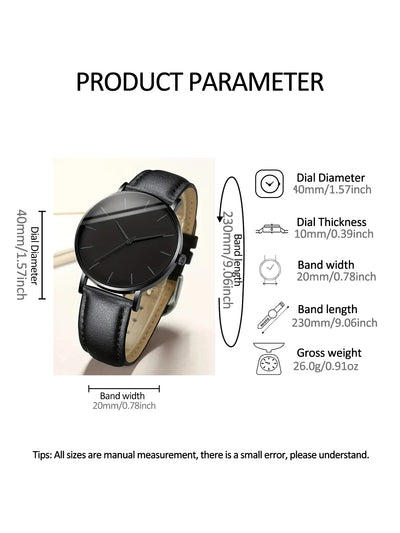 3PCS Simple scale Rhinestone men's quartz watch with Wallet Swivel Pen office set selected gift