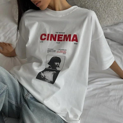Y2K Women's Tshirt Top Cotton Portrait Letter Printed T-shirt Round Neck Short Sleeve Summer Luxury Brand Fashion Street Tees