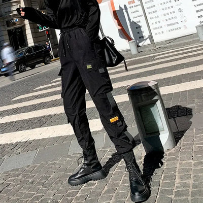 Hip Hop Women's Sweatpants Sports Fashion Cargo Pants Female Korean Harem Pants Black Loose Casual Joggers Plus Size Trousers