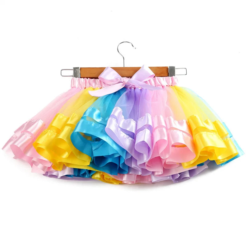 Baby Tutu Skirt Infant Girls Colorful Rainbow Tulle Skirt Princess Mini Dress Children Clothing Pettiskirt Toddler Cloth