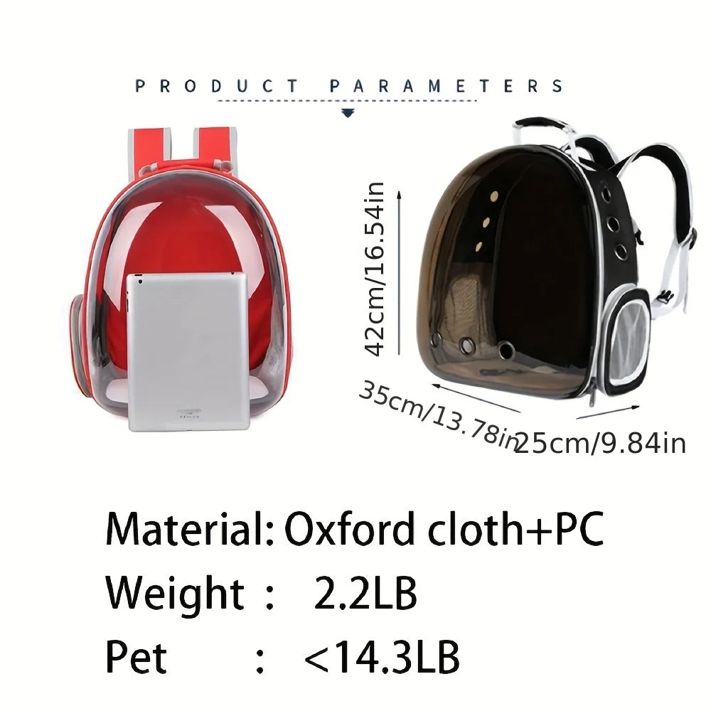 Breathable Transparent Space Capsule Cat Backpack – Durable Acrylic Pet Carrier with Zippered Access
