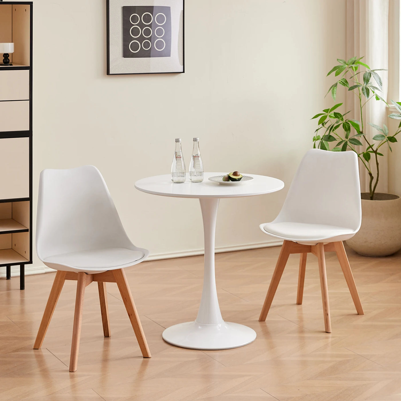 Round Dining Table Elegant White Nordic Tulip Top Dining Table Round Versatile Table Kitchen Coffee Balcony WHite/Black 70cm