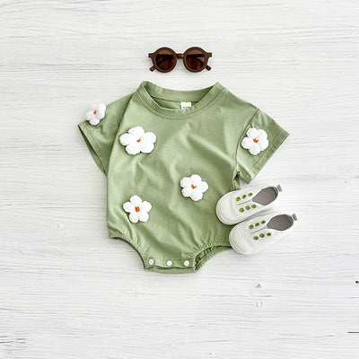 New Summer Infant Short Sleeve Romper Baby Triangle Bodysuit Clothes Baby Girl Jumpsuit Love Cloud Pattern Cartoon Boy 0-18M