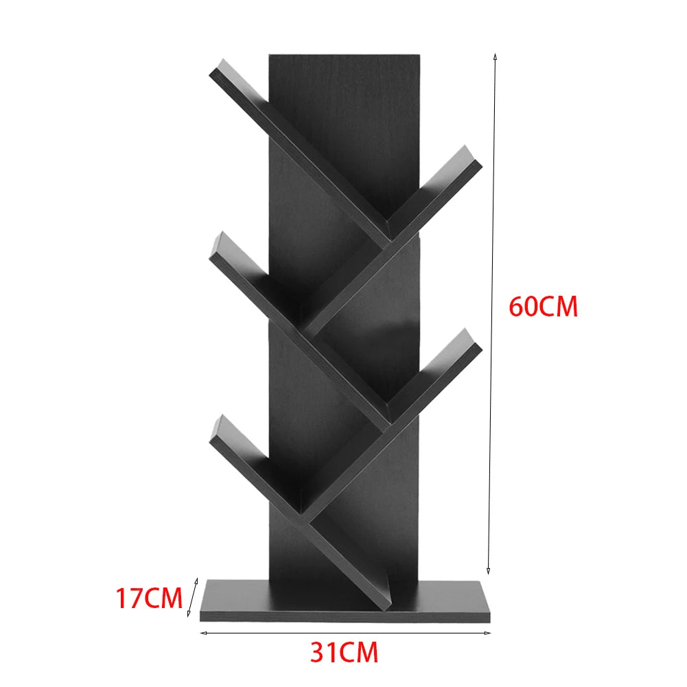 Rustic Standing Tree Bookshelf Wood Display Rack For Home Office Decoration Storage Organizer Shelf Bookcase