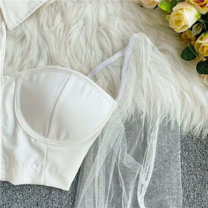 Autumn 2024 Women's Short Shirts Exposed Navels  fashion Sexy Slim Versatile Personalized hanging Neck  Off Shoulder Tops