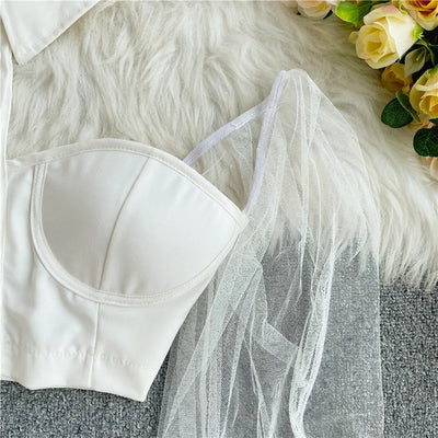 Autumn 2024 Women's Short Shirts Exposed Navels  fashion Sexy Slim Versatile Personalized hanging Neck  Off Shoulder Tops