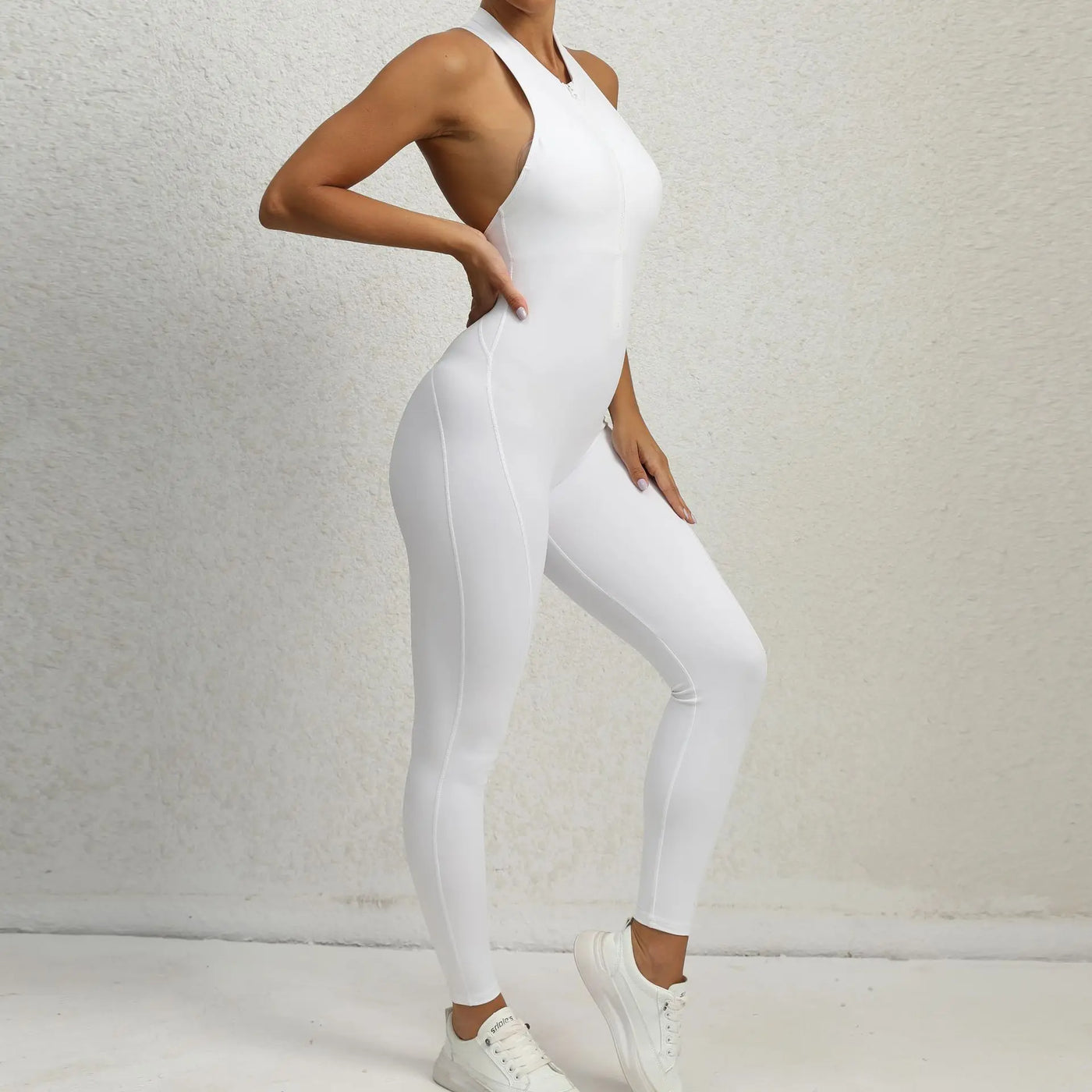 New Zip Up Rompers Scrunch Butt Yoga Sets Sleeveless pants Jumpsuit for Women Fitness Gym Clothing Workout Open Back Sports Suit