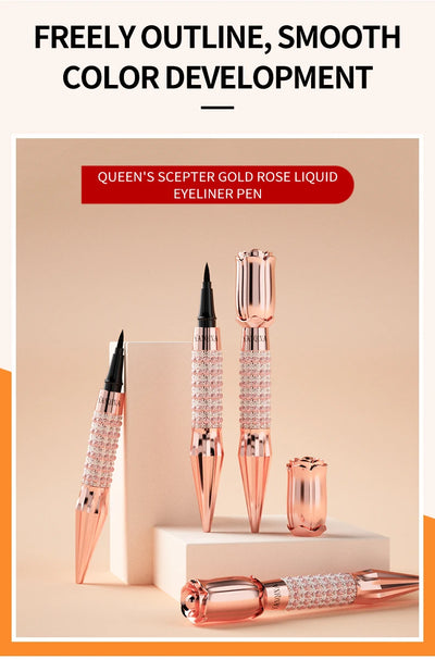 Precision Liquid Eyeliner Pen - Long-lasting, Waterproof, Transfer-proof, Quick-Dry Black Eyeliner with Sparkling Design