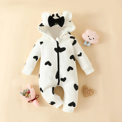 Prowow Cartoon Fox Baby Winter Clothes Romper Jumpsuit For Newborns Zipper Cute Ears Hooded Thicken Infant Overalls For Children