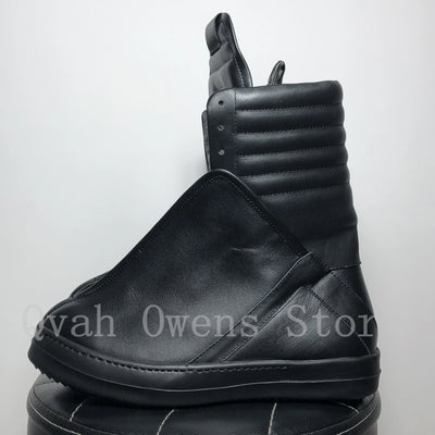 Women Men High Top Shoes Lace Up Zipper Casual Leather Sneakers Luxury Trainers Autumn Black Designer Shoes