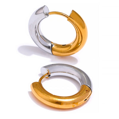 Yhpup  Chic Stainless Steel Geometric Round Hoop Earrings Women Gold Silver Color Charm Trendy Fashion Temperament Jewelry