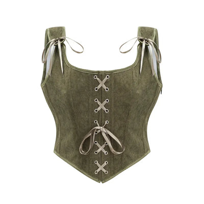 Women's Retro Lace Up Corsets with Straps Steampunk Bustier Crop Top Women Body Shaper Slimming Vest