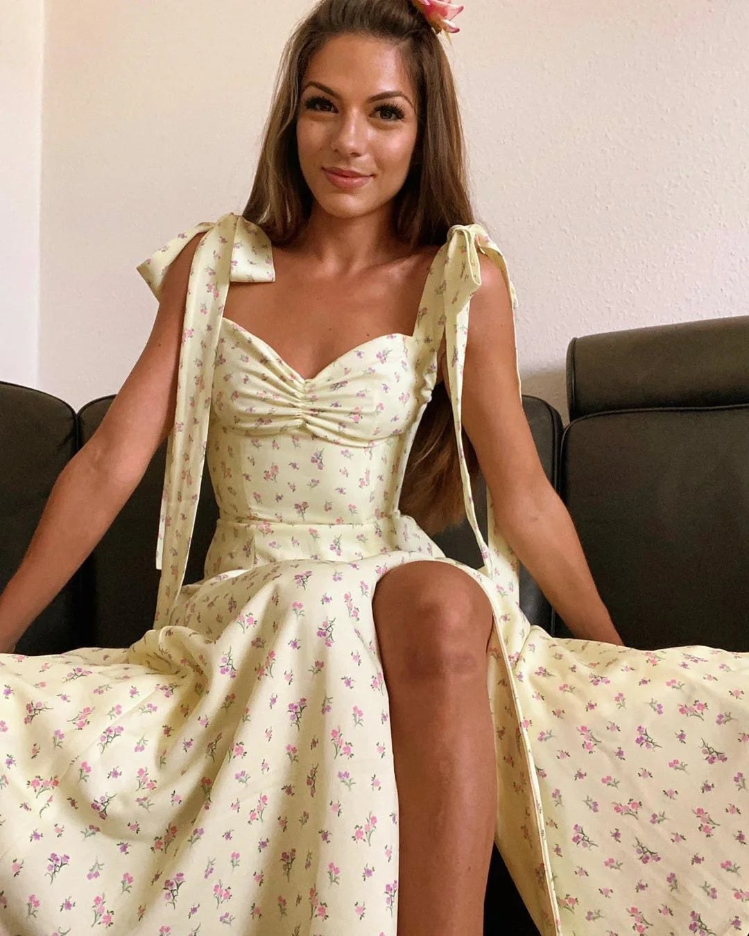 Josiaoprah Holiday floral dress lace up women's summer sundress A-line Spaghetti Strap dress Prairie chic ladies vestidos