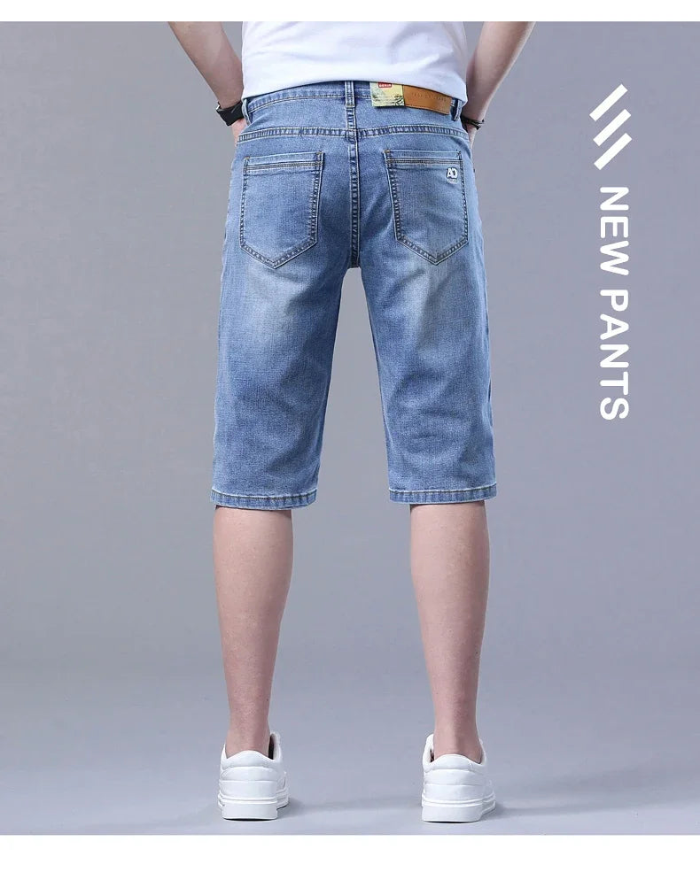 2024 New in SULEE Brand Summer  Men's Stretch Short Jeans Fashion Casual Slim Fit High Quality Elastic Denim Shorts Male Clothes