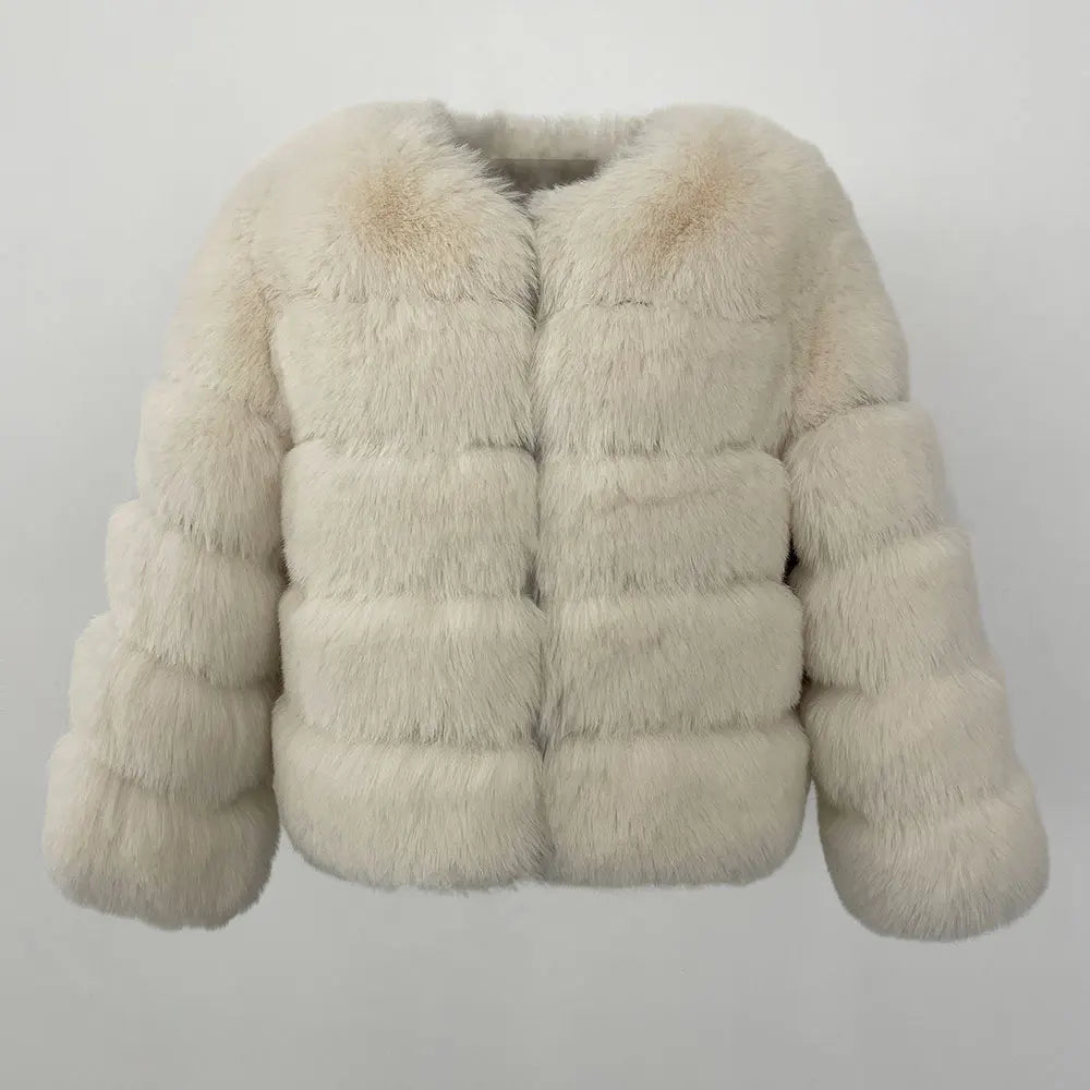 2023 Faux Fur Coat New Luxury Brand Winter Jacket Women Elegant Thick Warm Outerwear Streetwear Fake Fox Rabbit Fur Fashion