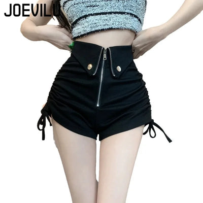 Women's High Waist White Shorts  Summer Spice Girls Drawstring A-line Short Hot Pants  Trendy Lace Up Zip Up Button Down Shorts