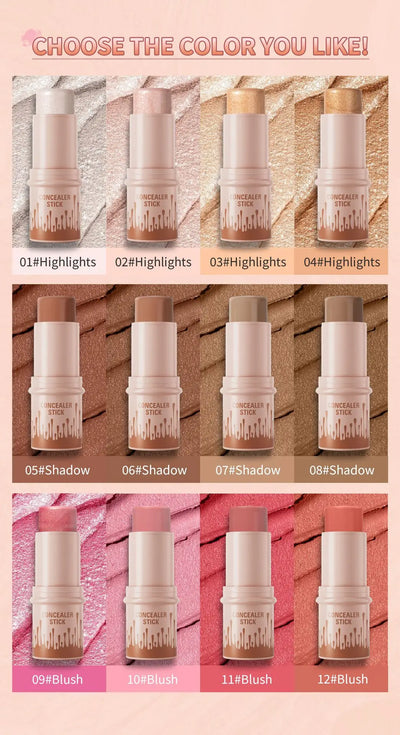 Makeup Face Brown Bronzer Contour Stick Contouring Bronzer Stick Highlighter Brightening Blusher Stick Rouge Cream Concealer Pen