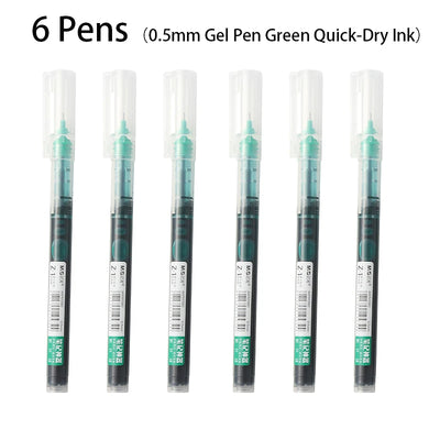 6pcs Color Gel Pen 0.5mm Black Glacier Blue Orange Purple Blue Green Pink Red Quick-drying Ink DIY Aesthetic Stationery supplies