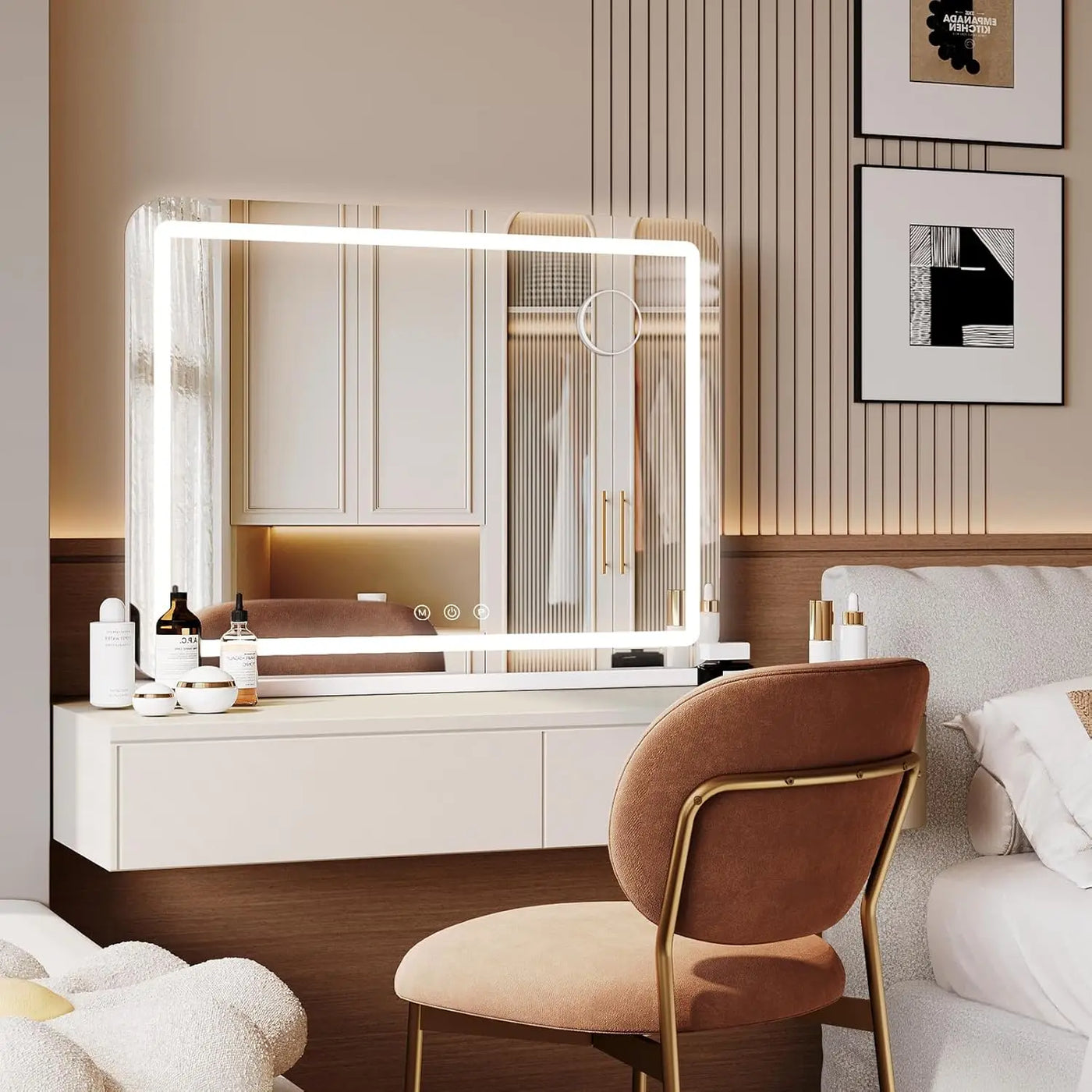 Vanity Mirror w/ Lights 80cm/60cm/50cm Makeup Mirror LED Lights,Touch Screen, 3-Color Lighting,Dimmable,for Vanity Desk Tabletop