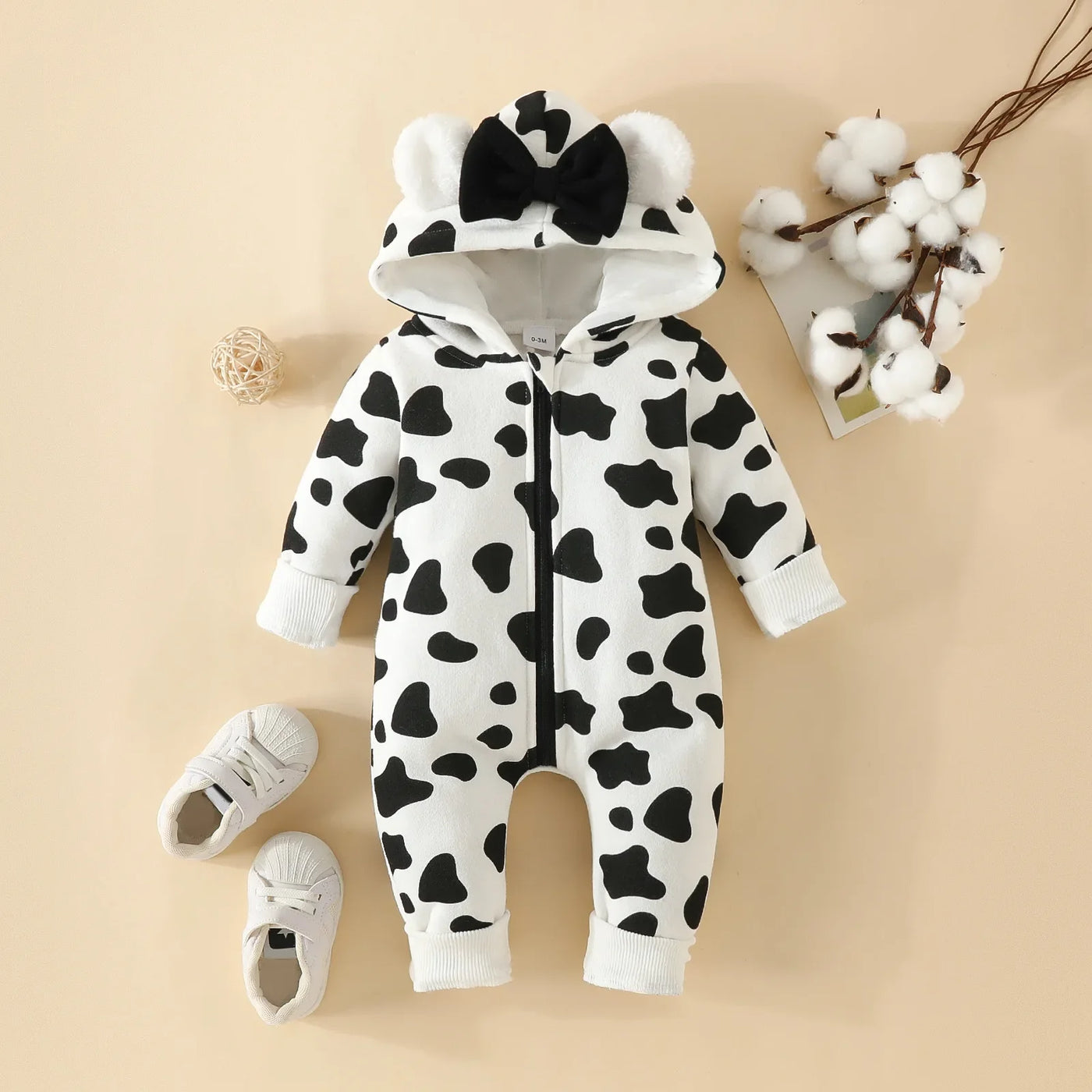 Prowow Cartoon Fox Baby Winter Clothes Romper Jumpsuit For Newborns Zipper Cute Ears Hooded Thicken Infant Overalls For Children
