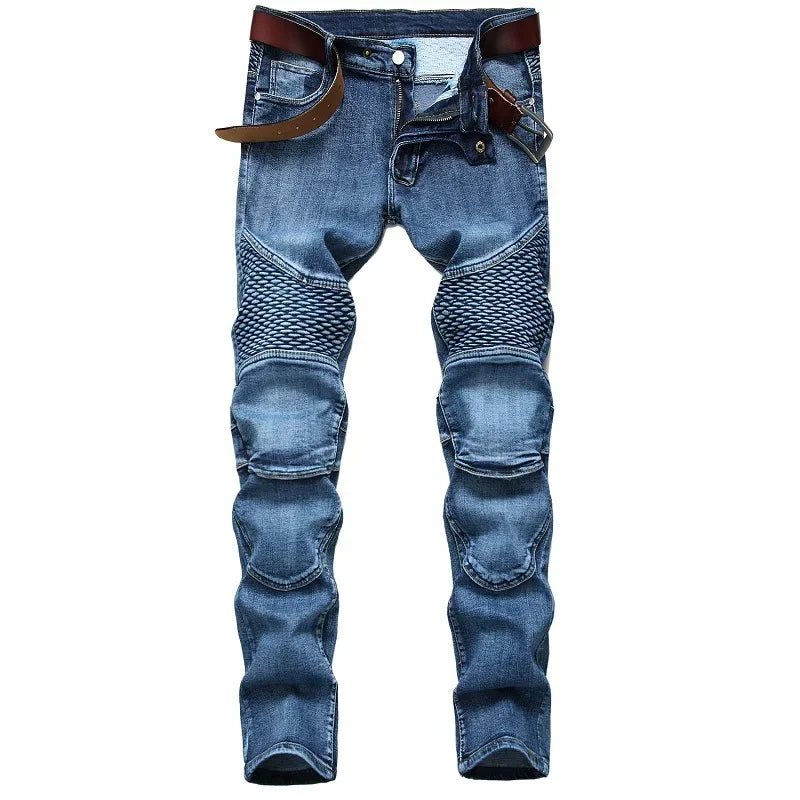 Jeans Men Long Pencil Pants Denim Pant High Waist Slim Fit Simple Zipper Splice Casual Regular Autumn Winter Straight Trousers