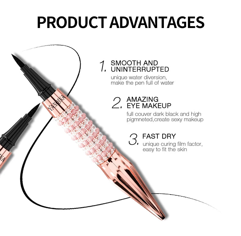 Precision Liquid Eyeliner Pen - Long-lasting, Waterproof, Transfer-proof, Quick-Dry Black Eyeliner with Sparkling Design