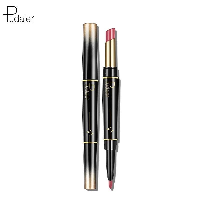 Matte Smooth Lipstick Sexy Soft Matte Red Purple Lipstick Crayon Carving Lip Contours Lip Liner Pencil Double Head Lipsticks