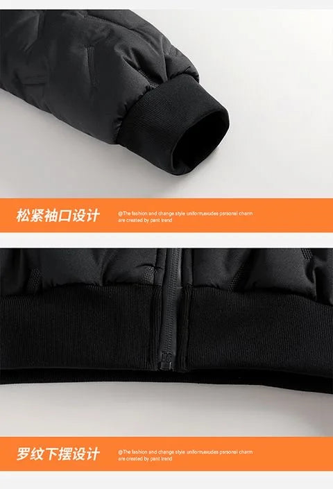 2024 Winter Fashion Sports Plus Fleece Thick Warm Jacket Men's Casual Loose Comfortable Plus Size Hooded Cotton-Padded Jacket