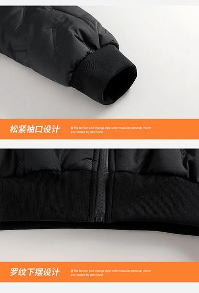 2024 Winter Fashion Sports Plus Fleece Thick Warm Jacket Men's Casual Loose Comfortable Plus Size Hooded Cotton-Padded Jacket