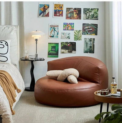 Lazy Sofas Living Room Single Sofa Modern Design Sofa for 1 Person Can Lie Down Beanbag Tatami Thickened Leather Home Furniture